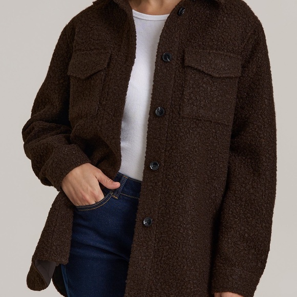 American Tall Relaxed Boucle Tall Women's Shacket in Espresso Size LL / Tall / E - Picture 1 of 3